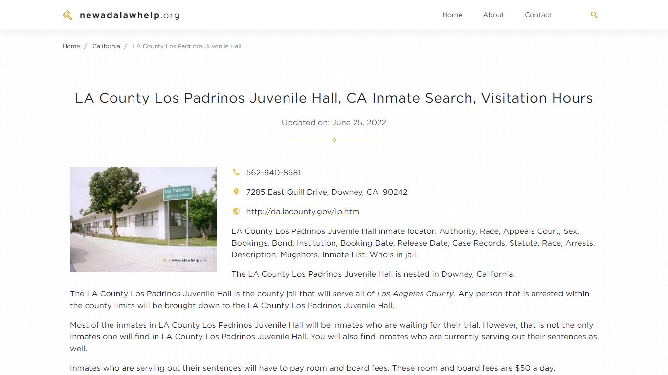 LA County Los Padrinos Juvenile Hall, CA Inmate Search ...