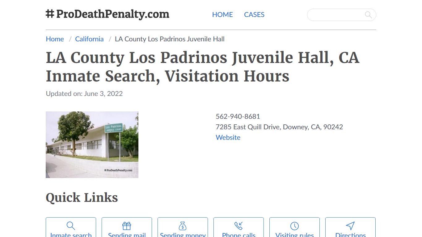 LA County Los Padrinos Juvenile Hall, CA Inmate Search ...