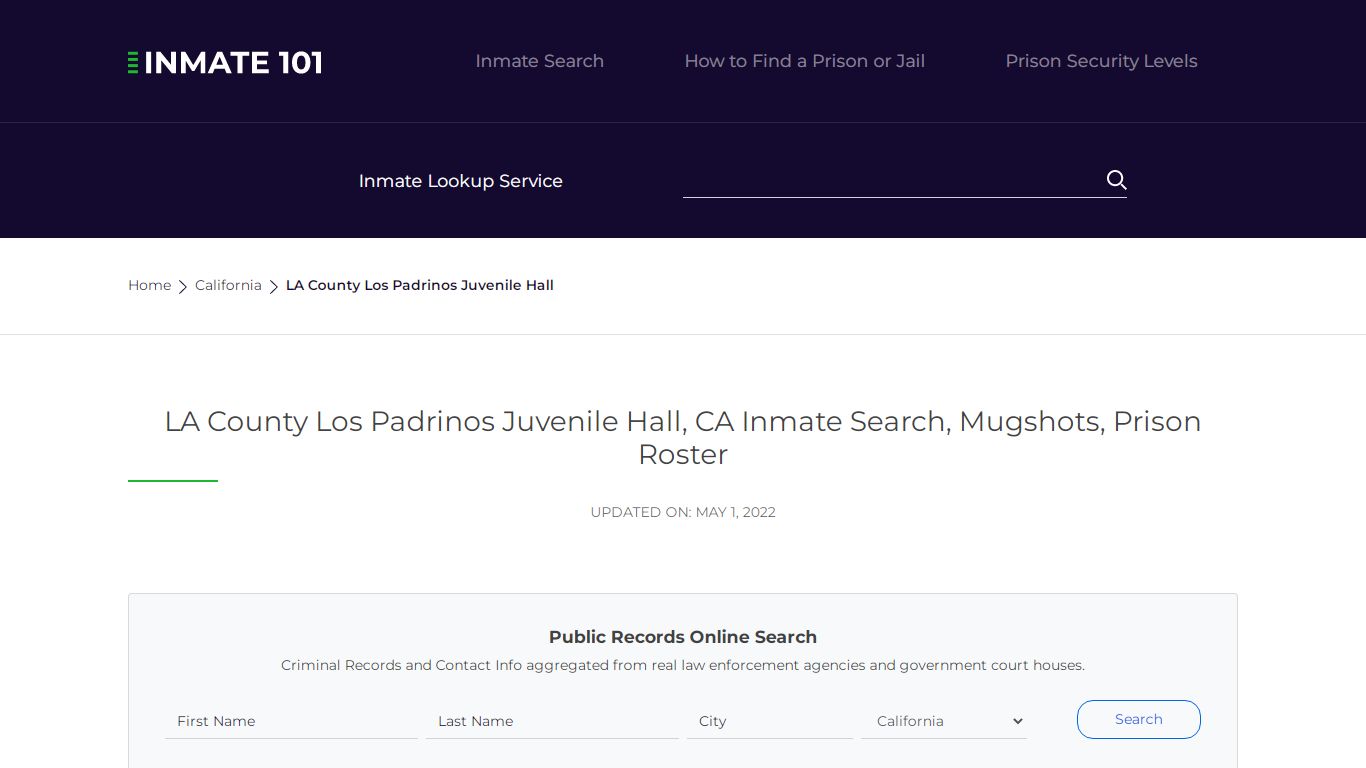 LA County Los Padrinos Juvenile Hall, CA Inmate Search ...